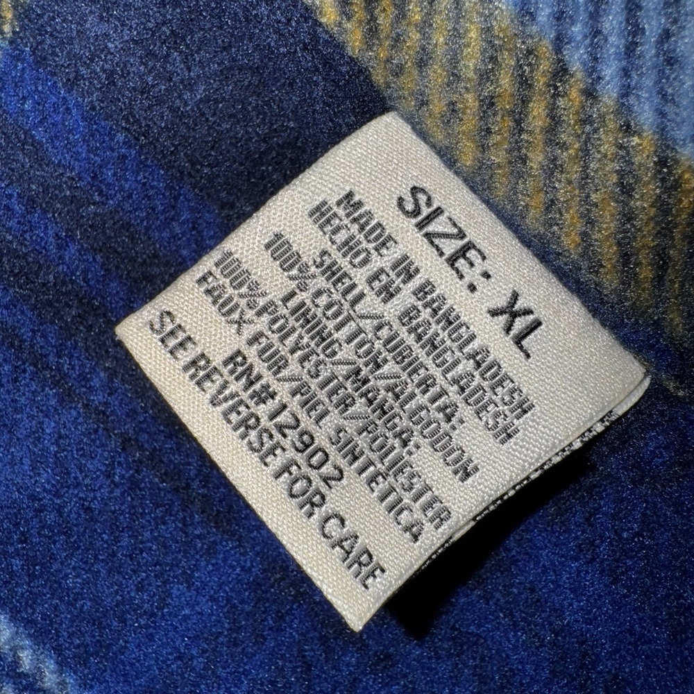Backwoods Field & Forest Men's XL Barn Chore Coat Jacket Fleece Plaid Lined Blue - Picture 5 of 14